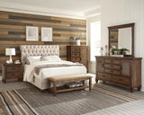 Devon 4-Piece Upholstered Full Bedroom Set Beige And Burnished Oak