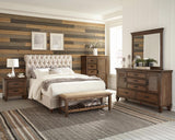 Devon 5-Piece Upholstered Queen Bedroom Set Beige And Burnished Oak