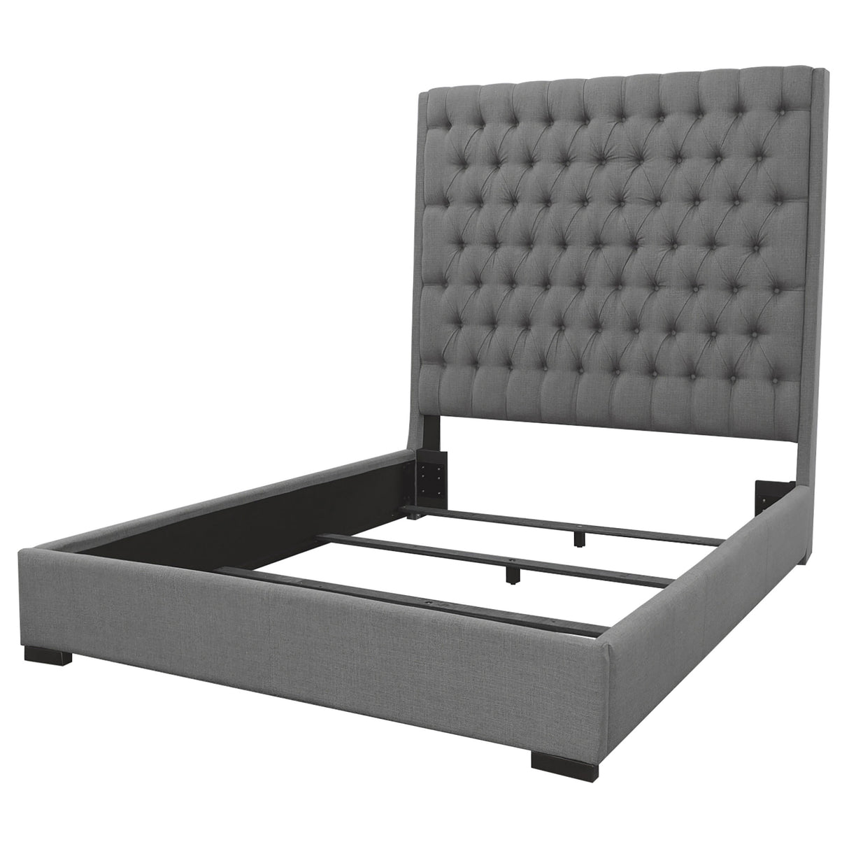 Camille Grey Upholstered Eastern King Panel Bed