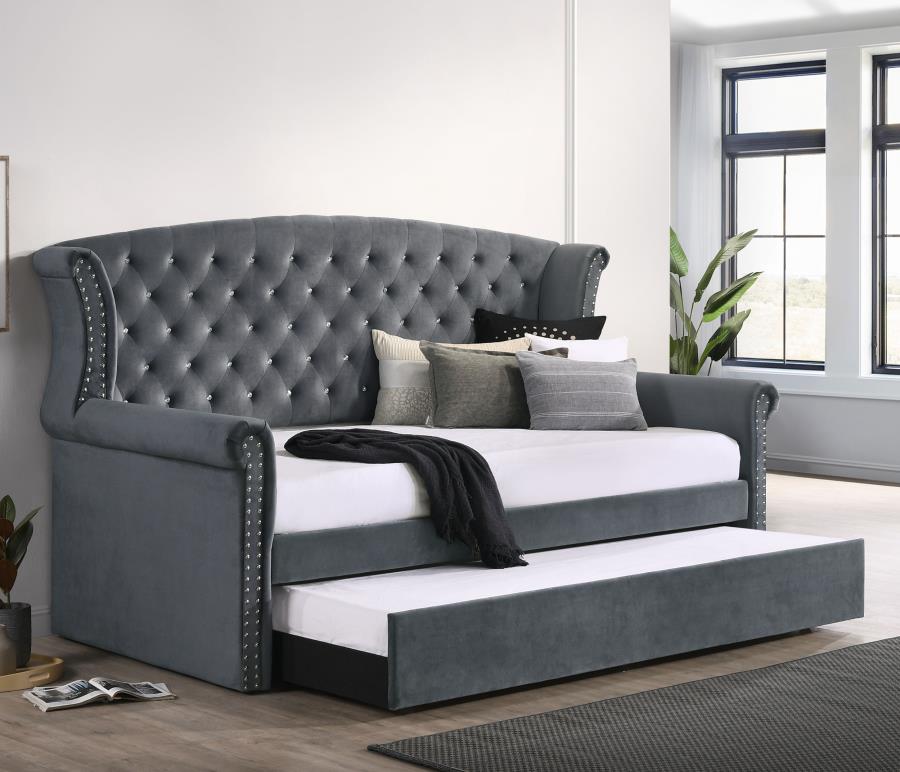 Scarlett Upholstered Tufted Twin Daybed With Trundle
