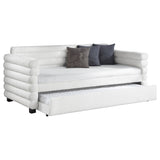 Patricia White Boucle Upholstered Twin Day Bed With Trundle