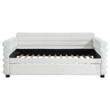 Patricia White Boucle Upholstered Twin Day Bed With Trundle