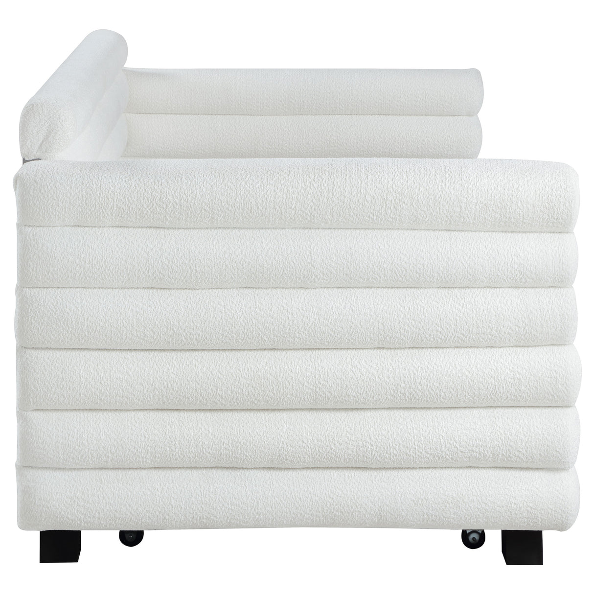 Patricia White Boucle Upholstered Twin Day Bed With Trundle