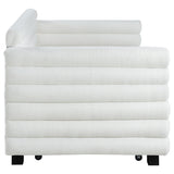 Patricia White Boucle Upholstered Twin Day Bed With Trundle