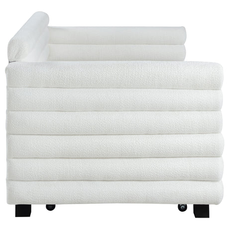 Patricia White Boucle Upholstered Twin Day Bed With Trundle