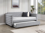Patricia Grey Boucle Upholstered Twin Day Bed With Trundle