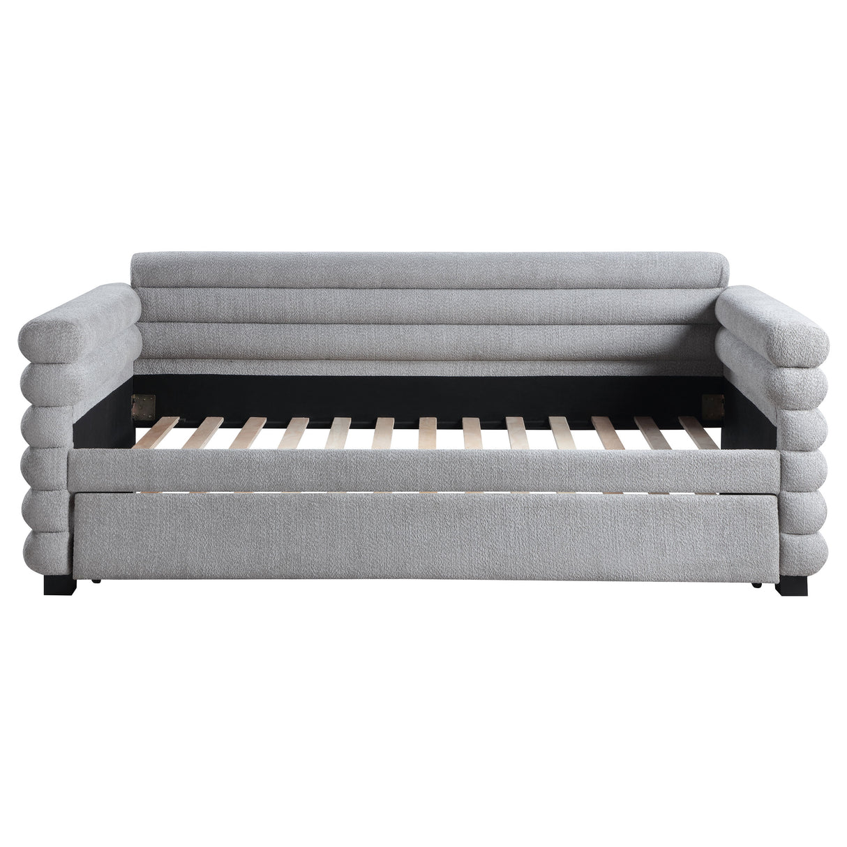 Patricia Grey Boucle Upholstered Twin Day Bed With Trundle