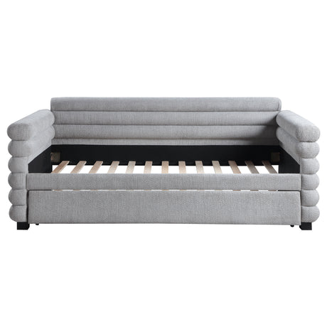 Patricia Grey Boucle Upholstered Twin Day Bed With Trundle