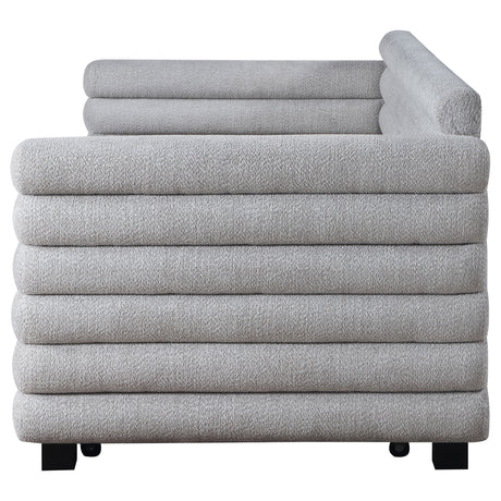 Patricia Grey Boucle Upholstered Twin Day Bed With Trundle