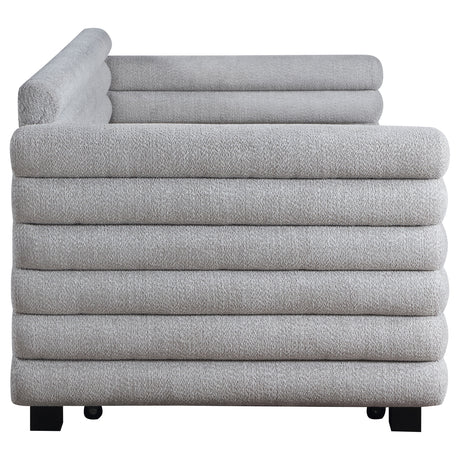 Patricia Grey Boucle Upholstered Twin Day Bed With Trundle