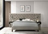 Marley Light Brown Upholstered Eastern King Wall Panel Bed
