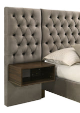 Marley Light Brown Upholstered Eastern King Wall Panel Bed