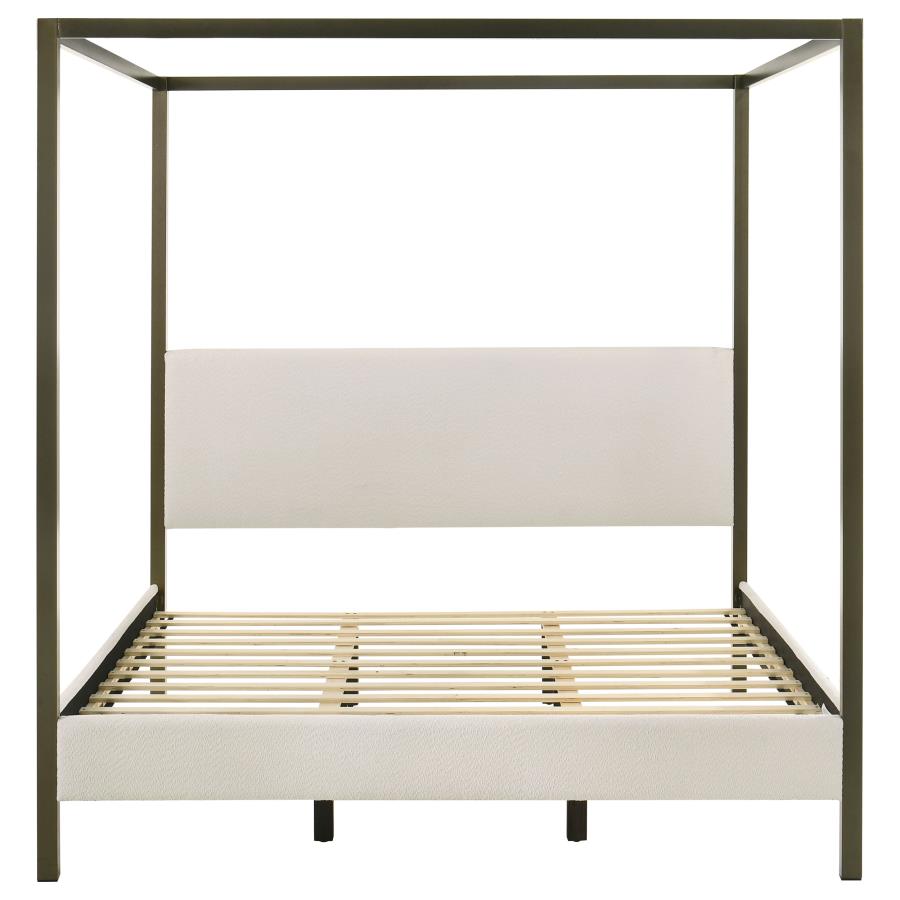 Monroe Vanilla Upholstered Eastern King Canopy Bed