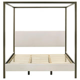 Monroe Vanilla Upholstered Eastern King Canopy Bed