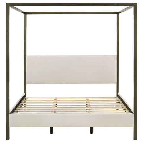 Monroe Vanilla Upholstered Eastern King Canopy Bed