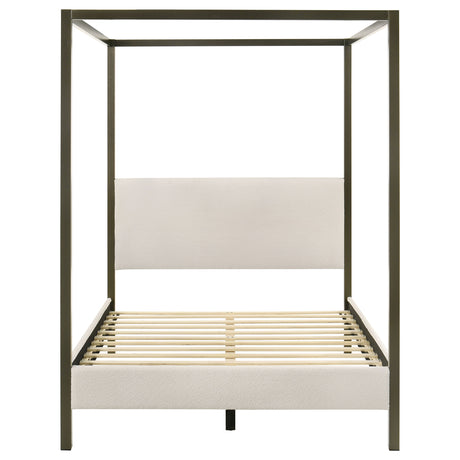 Monroe Vanilla Upholstered Queen Canopy Bed