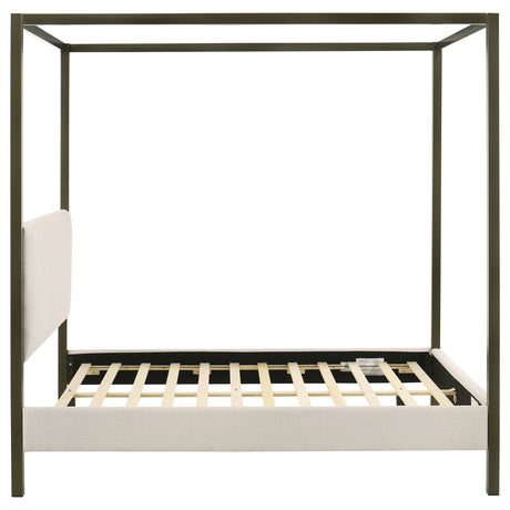 Monroe Vanilla Upholstered Queen Canopy Bed