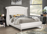 Barzini White Upholstered California King Wingback Bed