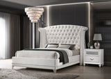 Barzini White Upholstered California King Wingback Bed