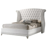 Barzini White Upholstered California King Wingback Bed