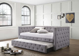 Mockern Grey Upholstered Twin Daybed With Trundle