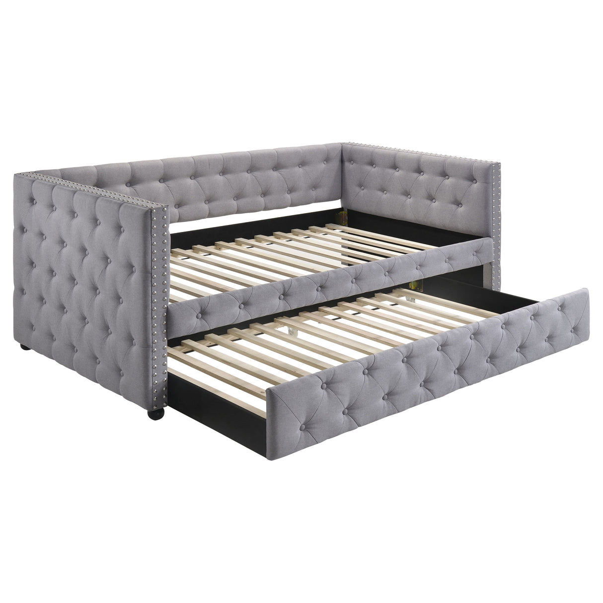 Mockern Grey Upholstered Twin Daybed With Trundle