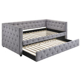 Mockern Grey Upholstered Twin Daybed With Trundle