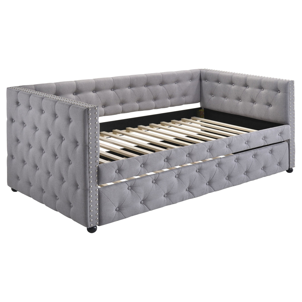 Mockern Grey Upholstered Twin Daybed With Trundle