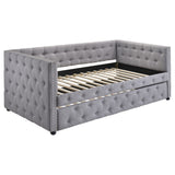 Mockern Grey Upholstered Twin Daybed With Trundle