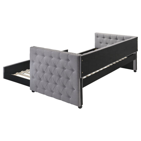 Mockern Grey Upholstered Twin Daybed With Trundle