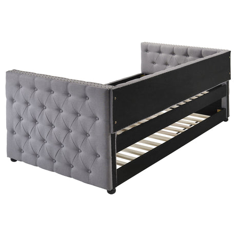 Mockern Grey Upholstered Twin Daybed With Trundle