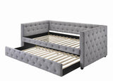 Mockern Grey Upholstered Twin Daybed With Trundle