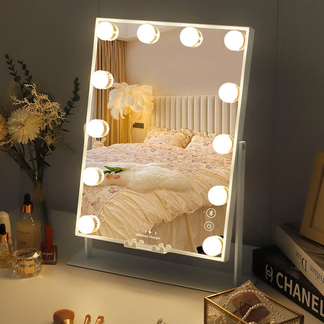 Hathaway Hollywood Slim Vanity Mirror with Wireless Charging & 12 Dimmable LED Bulbs