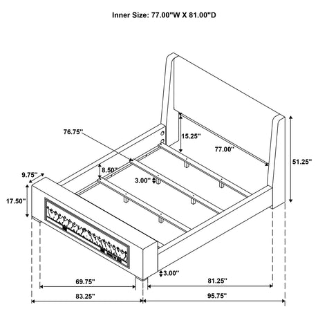 Preston Upholstered Eastern King Audio Flame Visualizer Bed Blue