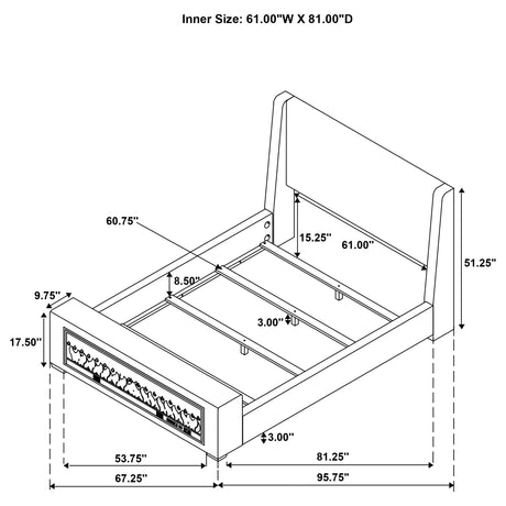 Preston Upholstered Queen Audio Flame Visualizer Bed Blue