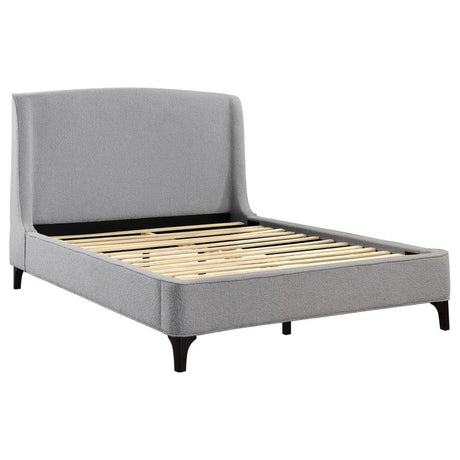 Mosby Grey Upholstered Eastern King Wingback Bed