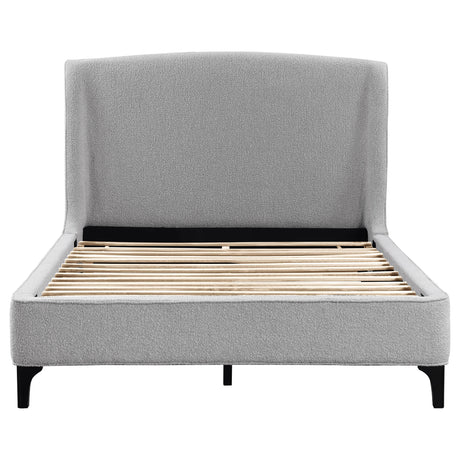 Mosby Grey Upholstered Eastern King Wingback Bed