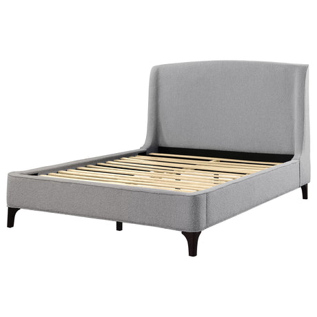 Mosby Grey Upholstered Eastern King Wingback Bed