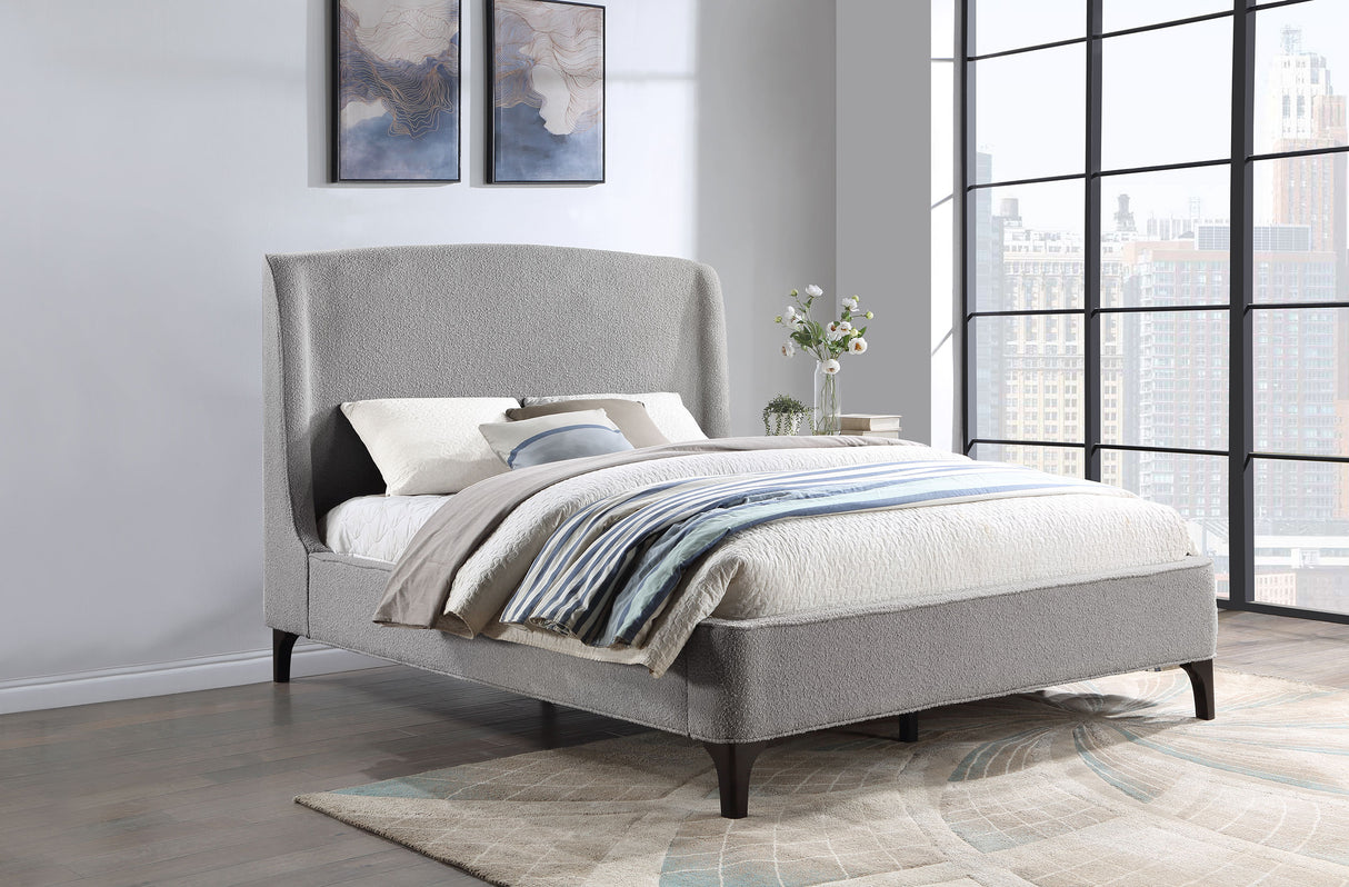 Mosby Grey Upholstered Queen Wingback Bed