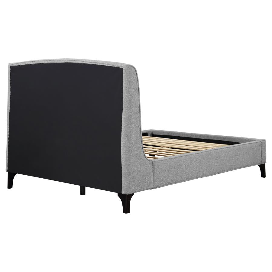 Mosby Grey Upholstered Queen Wingback Bed