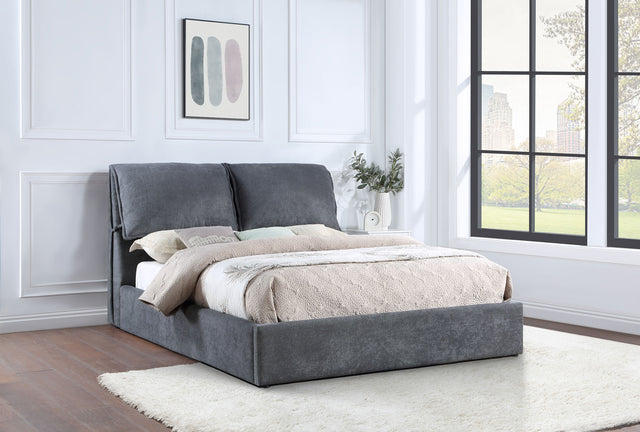 Laurel Dark Grey Upholstered Eastern King Panel Bed