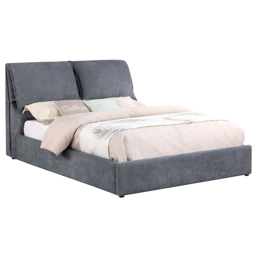 Laurel Dark Grey Upholstered Eastern King Panel Bed