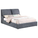 Laurel Dark Grey Upholstered Eastern King Panel Bed