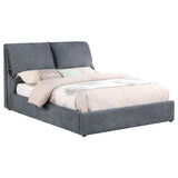 Laurel Dark Grey Upholstered Eastern King Panel Bed
