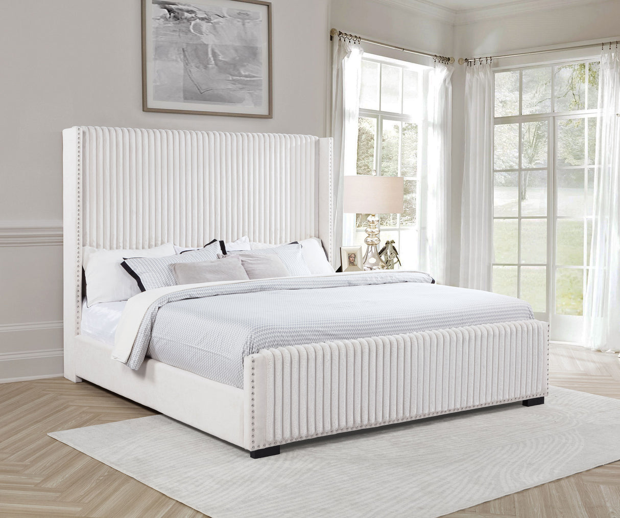 Natasha Cream 69-Inch Upholstered California King Bed