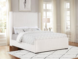 Natasha Cream 69-Inch Upholstered Queen Wingback Bed