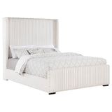 Natasha Cream 69-Inch Upholstered Queen Wingback Bed