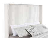 Natasha Cream 69-Inch Upholstered Queen Wingback Bed