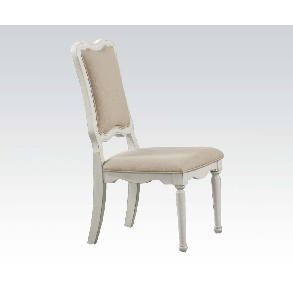 Morre Beige Linen & Antique White Chair