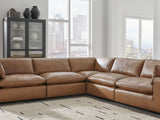 Emilia Caramel 5-Piece Sectional And Ottoman
